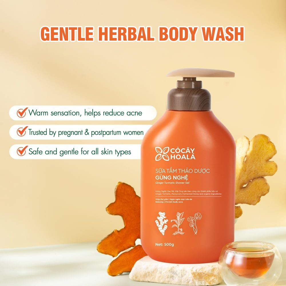 Ginger & Turmeric Herbal Body Wash – Co Cay Hoa La (500g)