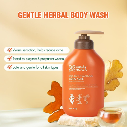 Ginger & Turmeric Herbal Body Wash – Co Cay Hoa La (500g)