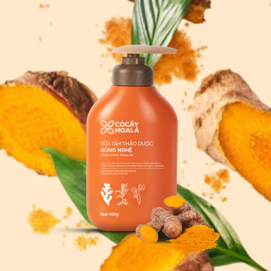 Ginger & Turmeric Herbal Body Wash – Co Cay Hoa La (500g)